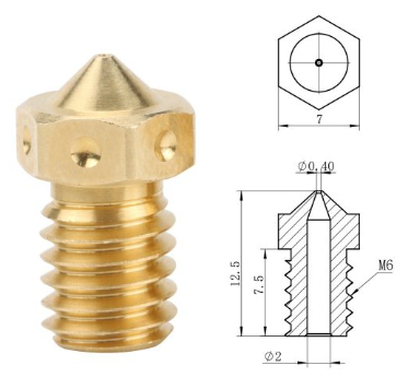 Boquilla extrusor M6 Extrusor V6